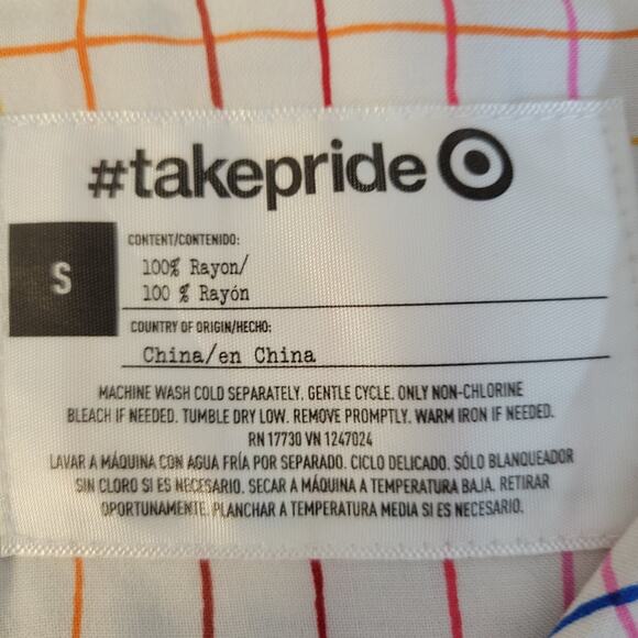 Rainbow Plaid Pride Top Glitter Button Women's‎ Collared Preppy Colorful Size S - Picture 3 of 6